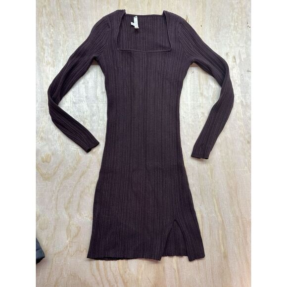 WAYF Women’s Body Con Dress Stretch Knit Sz 8 Long Sleeve Mini - Picture 1 of 3